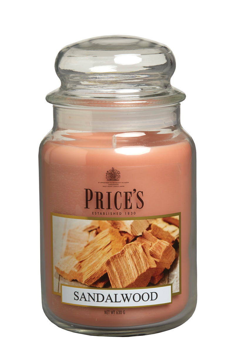 Price's Large Scented Candle Jar with Lid - Sandalwood