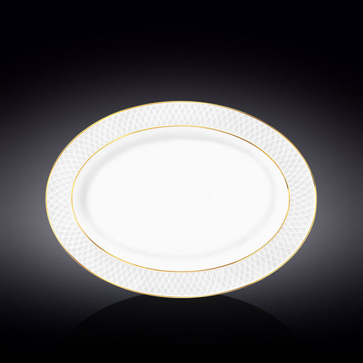 Wilmax Diamond 35x25cm Oval Platter - White & Gold