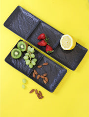 Wilmax SlateStone 40x13cm Rectangle 3-Section Dish - Black
