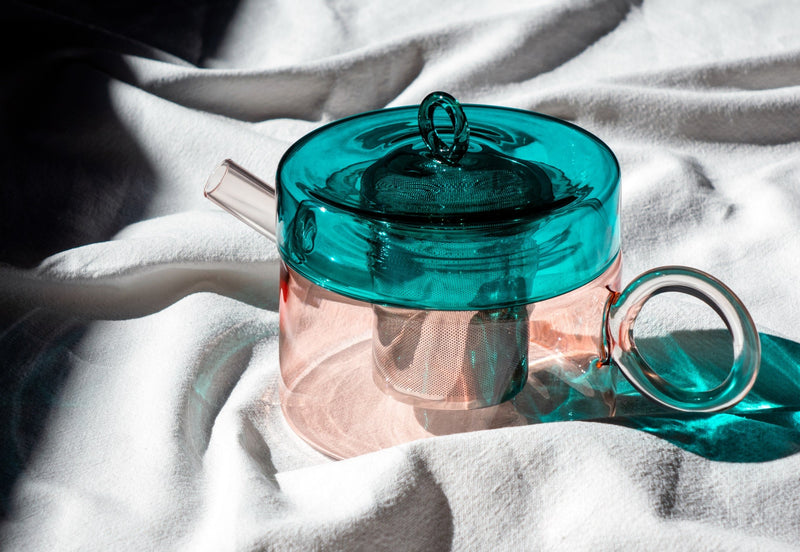 Easy Life 800ml Glass Teapot - Petrol & Peach