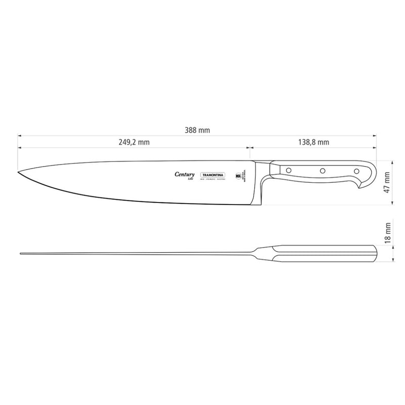 Tramontina Century 39cm Chef's Knife - Black