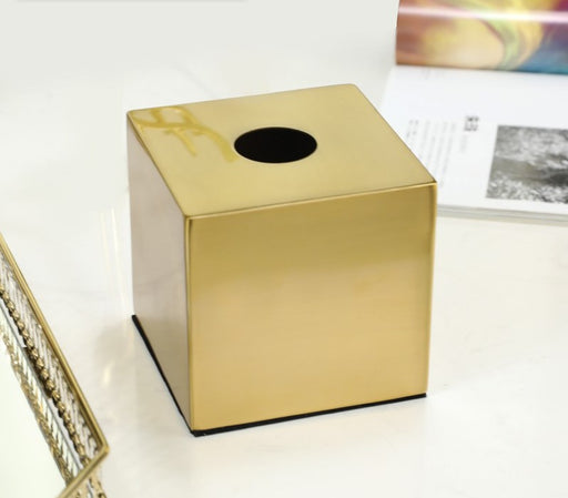 ARMN Carrera Square Brass Tissue Box - Gold