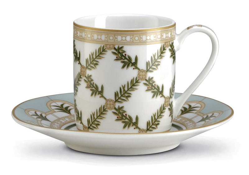 Easy Life Rosita 80ml 4-Piece Cups & Saucers Set in Box - Gold & Green