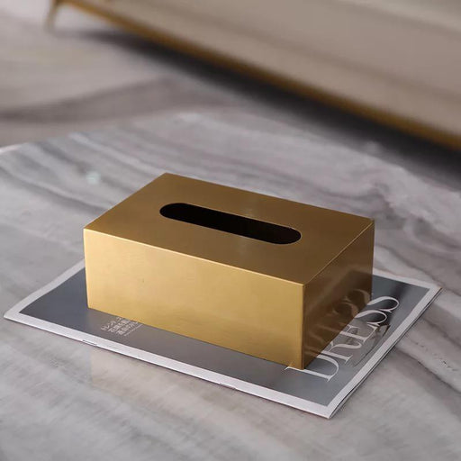 ARMN Carrera Brass Rectangular Tissue Box - Gold