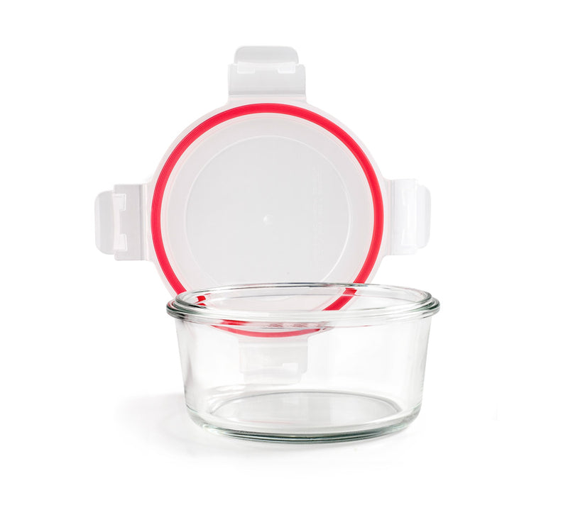 Ibili Lunch-Away 800ml Round Glass Food Container - Red