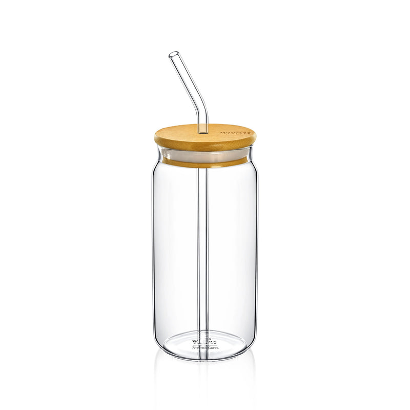 Wilmax Thermo 500ml Can with Bamboo Lid & Straw