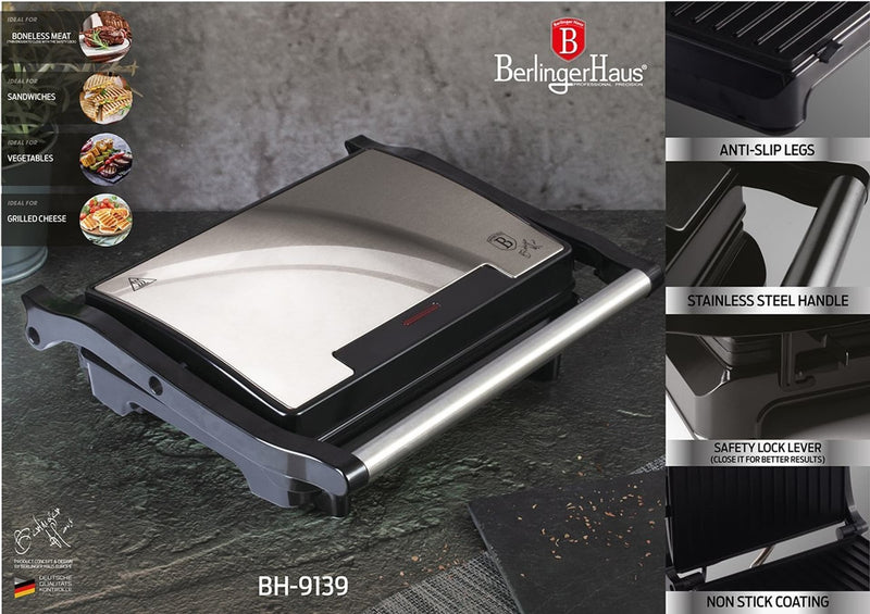 Berlinger Haus 1500W Electric Grill - Steel