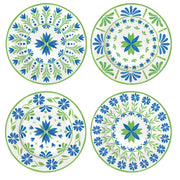 Easy Life Flowers Garden 4-Piece Dessert Plate Set in Box - Blue & Green