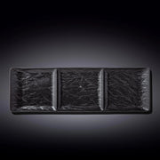 Wilmax SlateStone 40x13cm Rectangle 3-Section Dish - Black