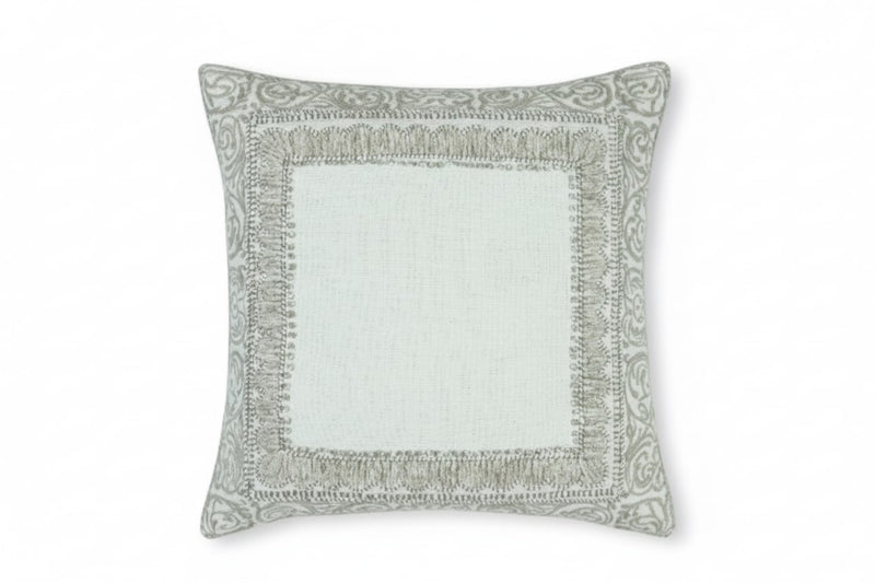 ARMN House Warming 45x45cm Cusion Cover with Borders - White & Beige