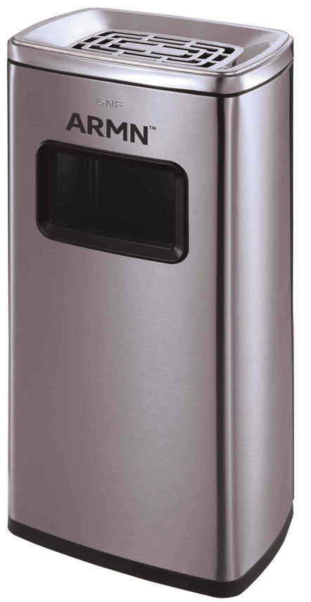 ARMN Roma 30L Waste Bin with Ashtray - Silver