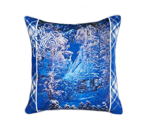 ARMN Azure Embroidered Cushion Cover - Dark Blue & White