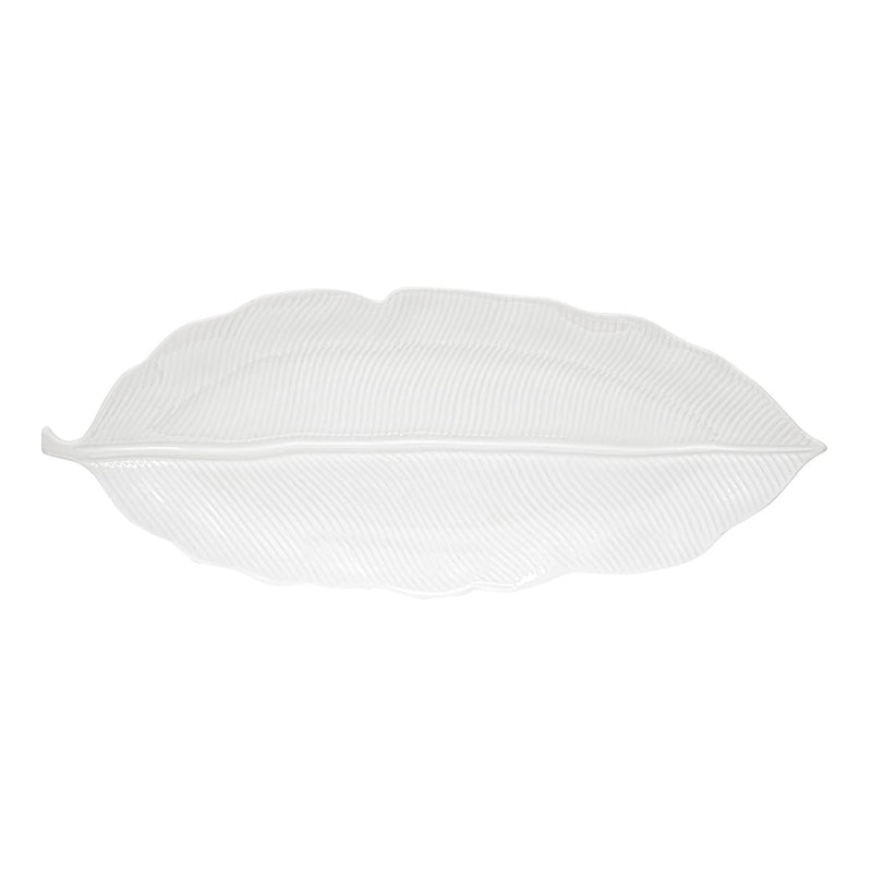 Easy Life Madagascar 47x19cm Tropical Leaf Serving Platter in Box - White