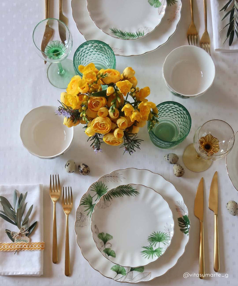 Easy Life Exotique 26cm Dinner Plate - White & Green