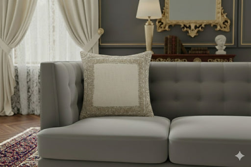 ARMN House Warming 45x45cm Cusion Cover with Borders - White & Beige