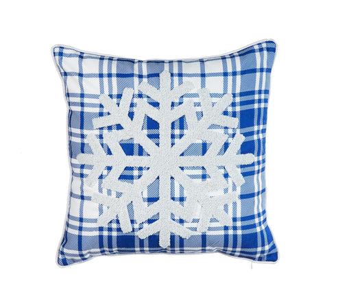 ARMN Azure Snowflake Embroidered Cushion Cover - Blue & White