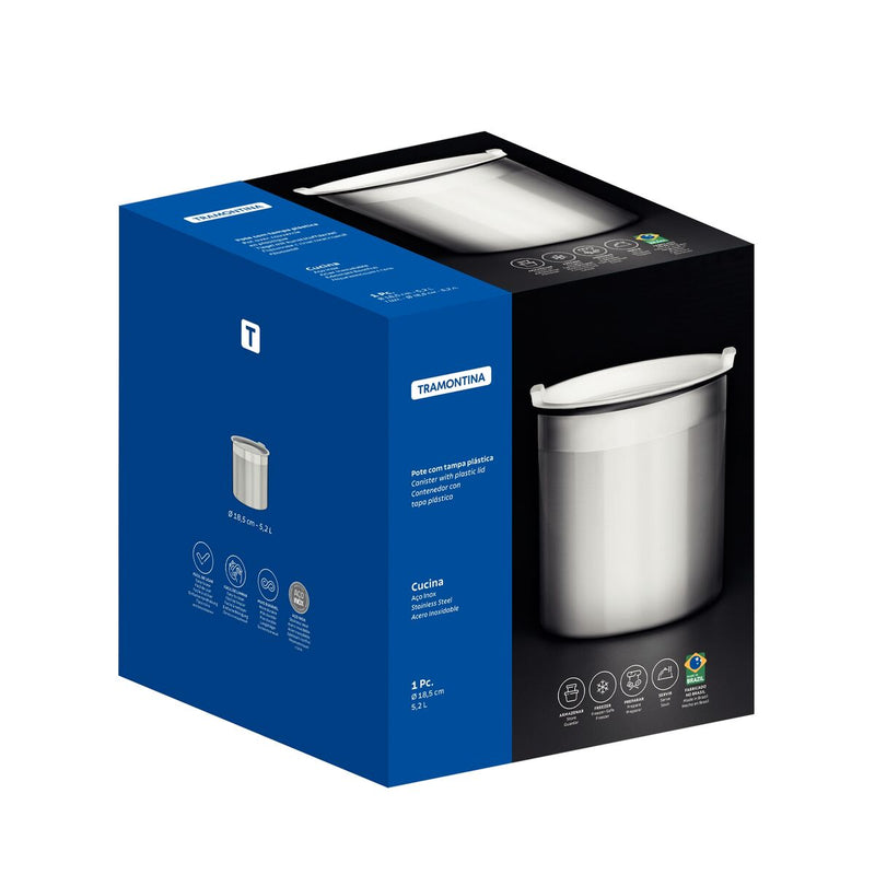 Tramontina Freezinox 5.2L Steel Round Food Container