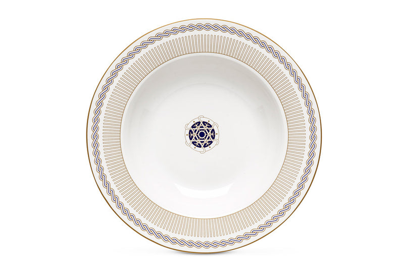 Easy Life Corallo 21.5cm Soup Plate - Blue & Gold Toned