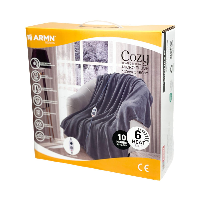 ARMN Cozy Plush 130x160cm Heated Throw - Gray