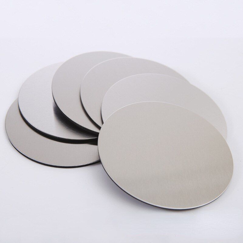 ARMN Zurin Steel Round 6-Piece Coaster Set with Holder - Silver