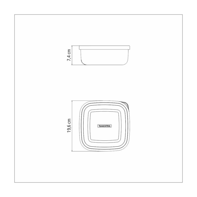 Tramontina Freezinox 2.1L Steel Square Food Container