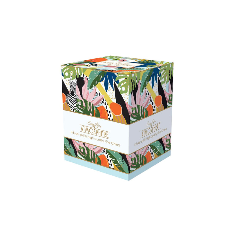 Easy Life Tropical Vibes 350ml Mug with Infuser & Lid in Box - Multicolored