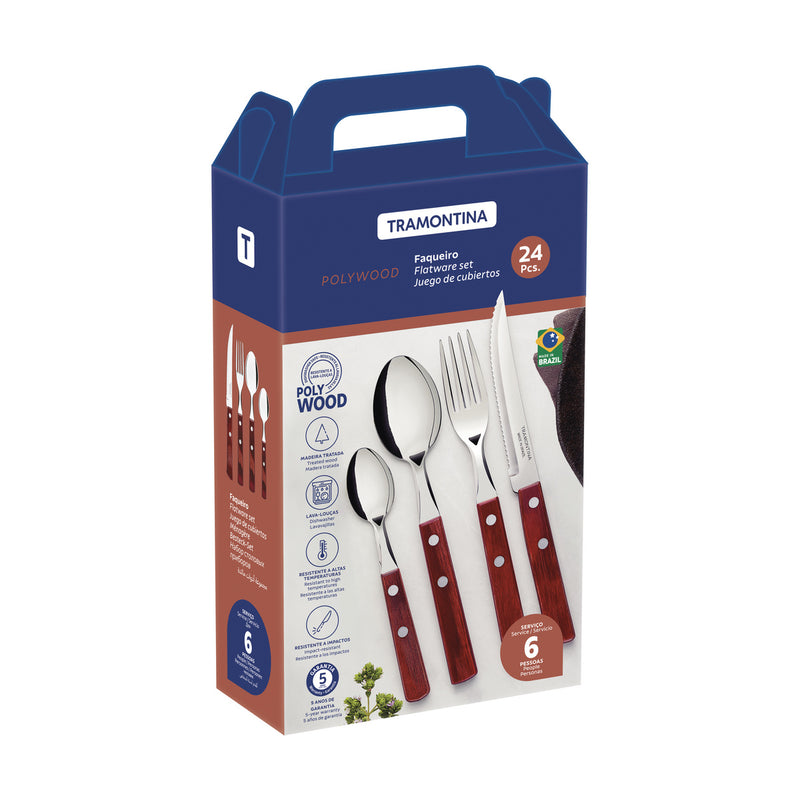 Tramontina Polywood 24-Piece Flatware Set