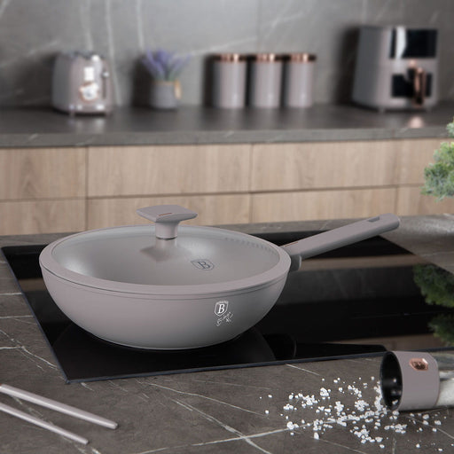 Berlinger Haus 28cm Wok with Lid - Taupe Collection