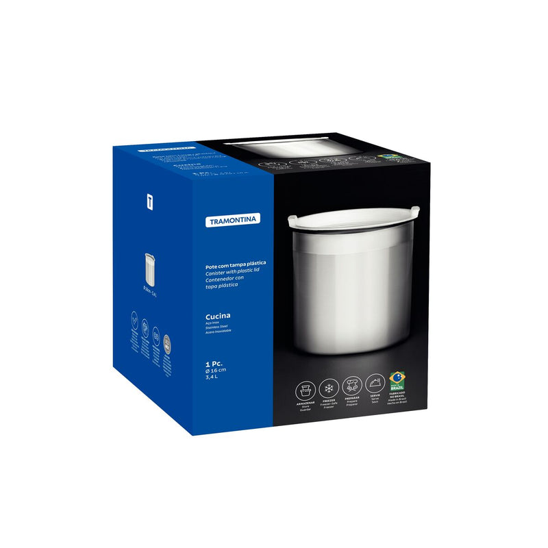 Tramontina Freezinox 3.4L Steel Round Food Container