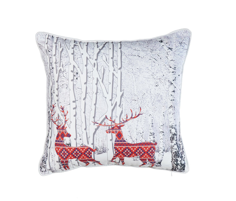 ARMN Azure Embroidered Cushion Cover - Red & Gray