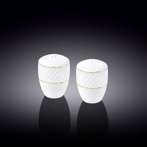 Wilmax Diamond Salt & Pepper Shaker Set - White & Gold