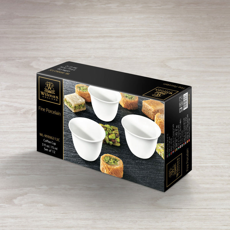 Wilmax 12-Piece Arabic Coffee Cup Set - White