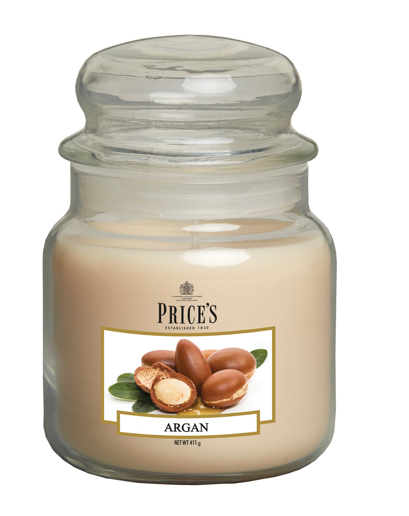 Price's Medium Scented Candle Jar with Lid - Argan