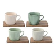 Easy Life Take a Break 110ml 8-Piece Cups & Saucers Set in Box - Pastels