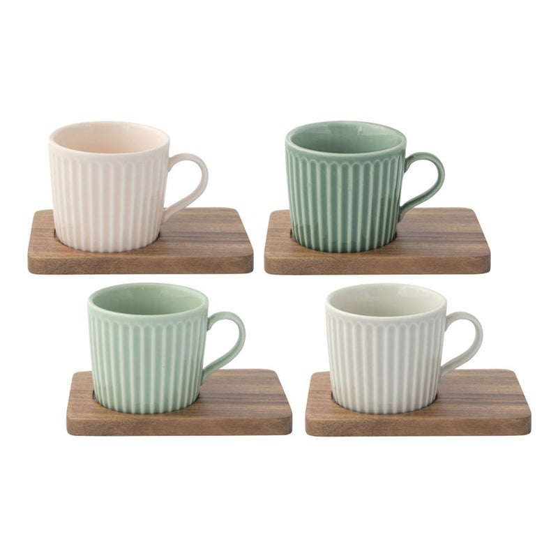 Easy Life Take a Break 110ml 8-Piece Cups & Saucers Set in Box - Pastels