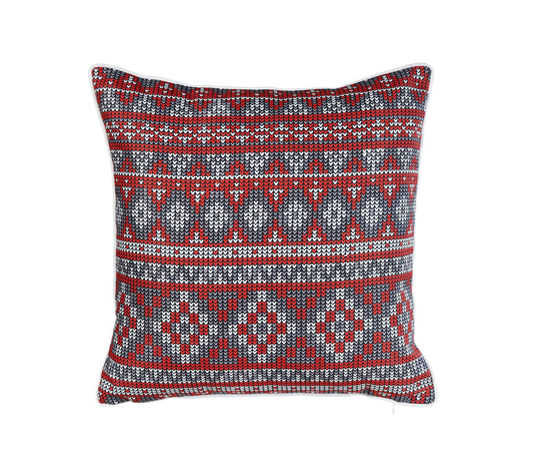 ARMN Azure Patterned Cushion Cover - Gray & Red