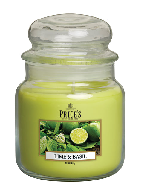 Price's Medium Scented Candle Jar with Lid - Lime & Basil