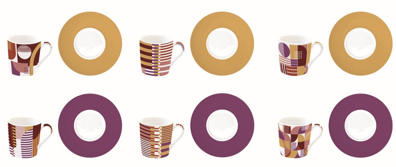 Easy Life Geometric Art 100ml 12-Piece Coffee Set in Box - Multicolored