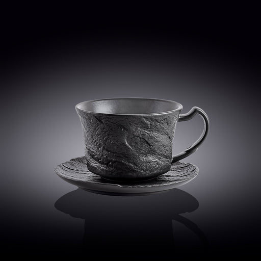 Wilmax SlateStone 250ml Teacup & Saucer Set - Black