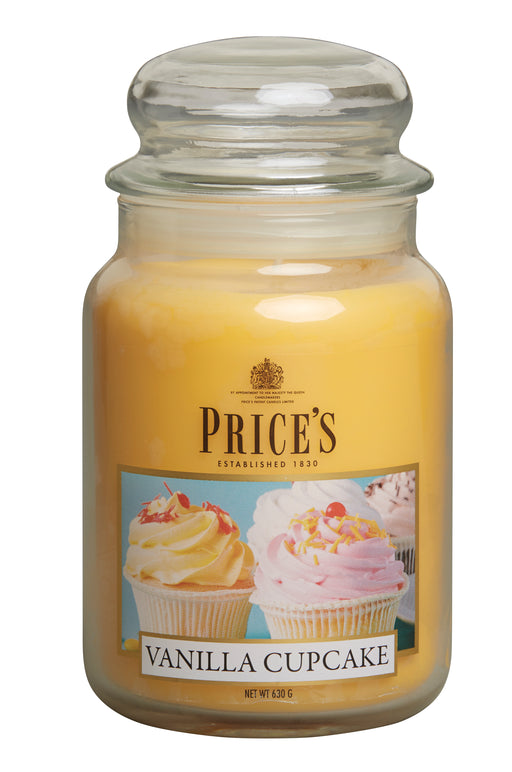Price's Large Scented Candle Jar with Lid - Vanilla Cupcake
