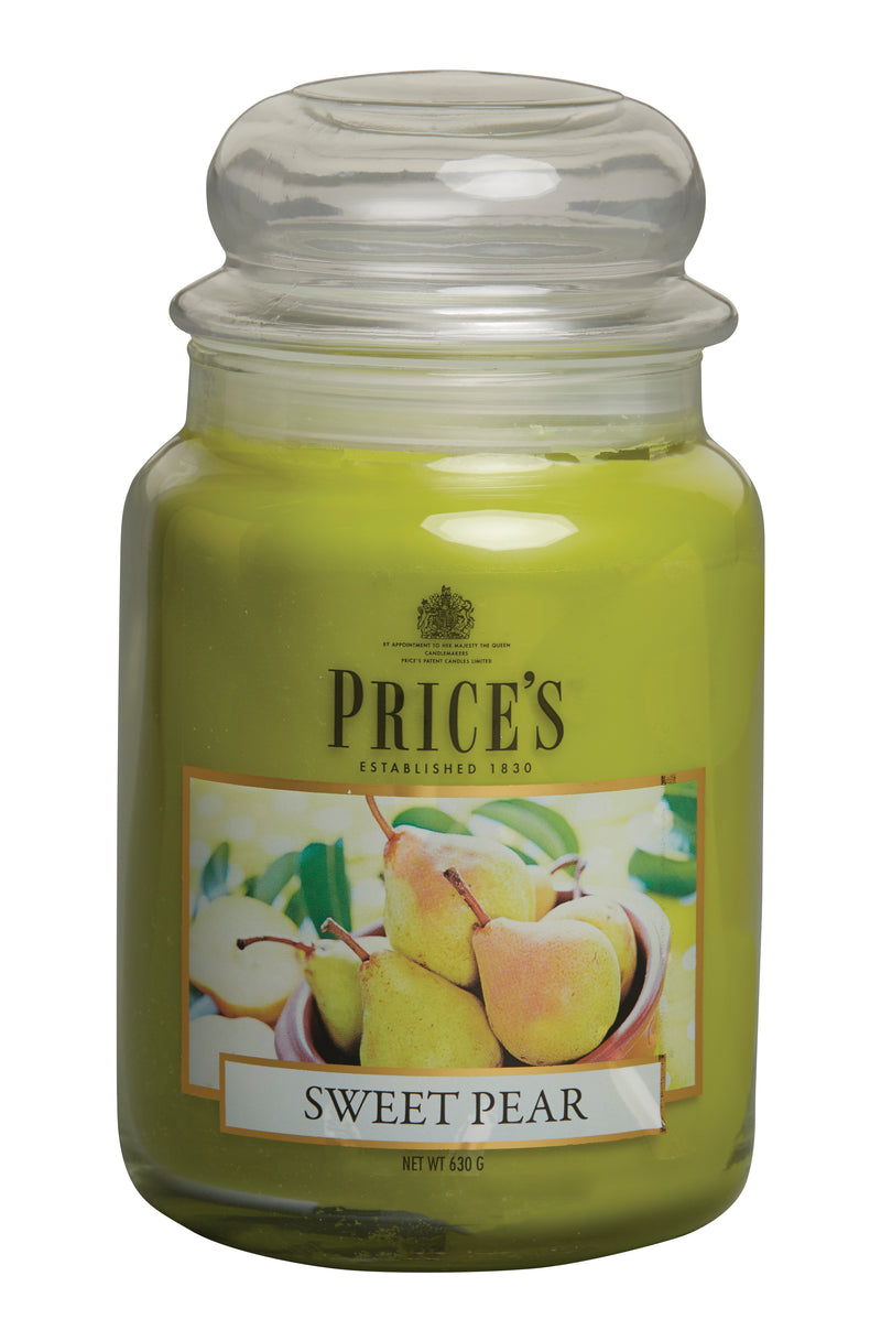 Price's Large Scented Candle Jar with Lid - Sweet Pear