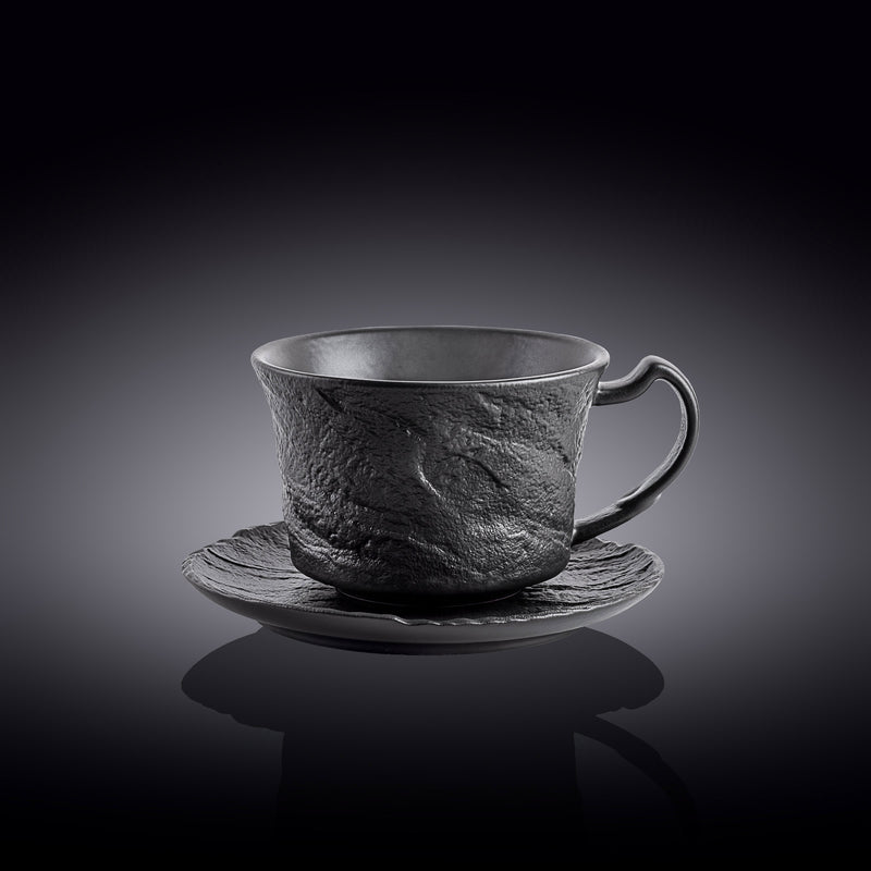 Wilmax SlateStone 300ml Teacup & Saucer Set - Black