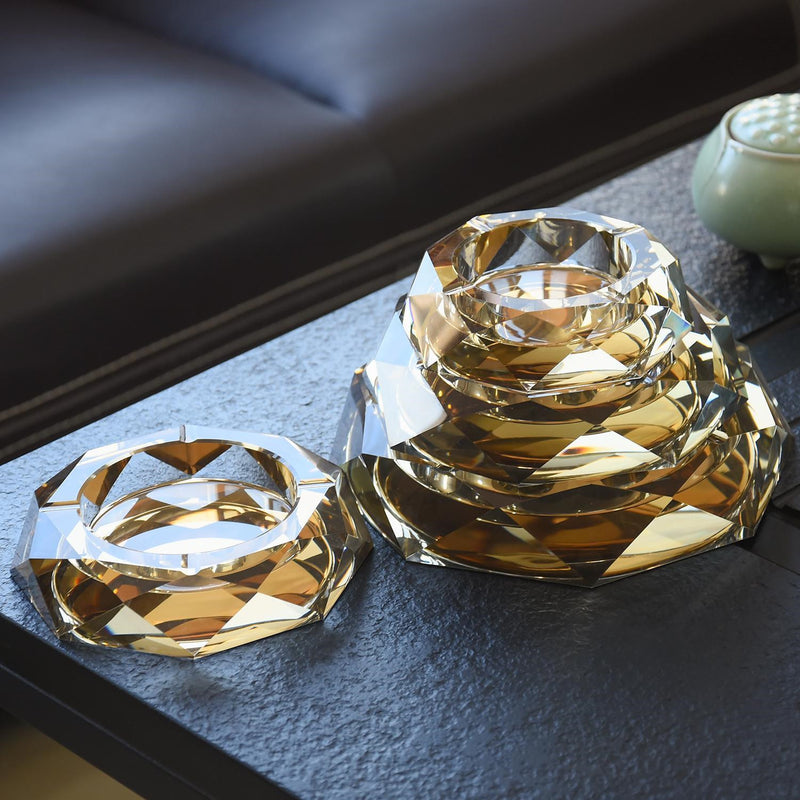 ARMN Century Round 18cm Crystal Glass Ashtray - Hazel