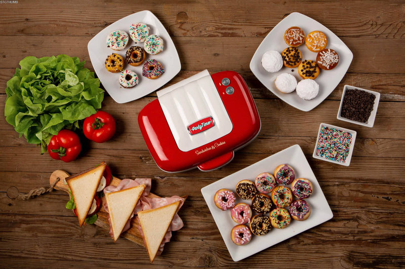 Ariete Party Time 1972 Sandwich/Muffin/Donut Maker - Red