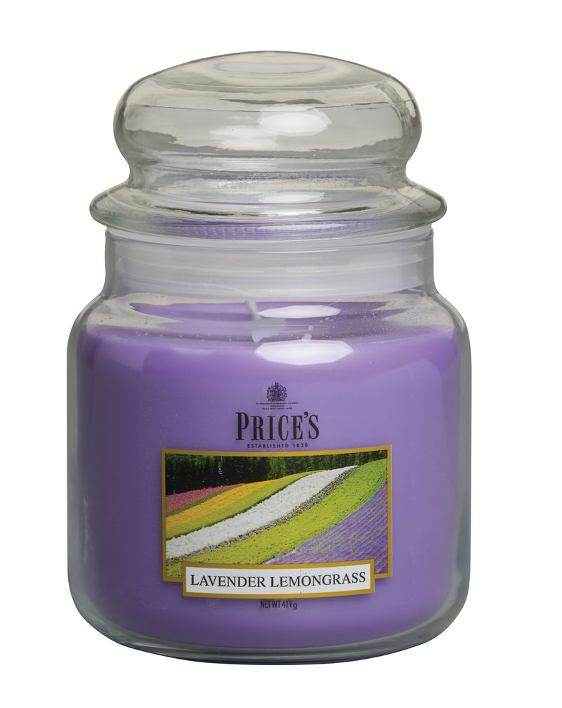 Price's Medium Scented Candle Jar with Lid - Lavender & Lemongrass