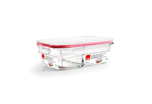 Ibili Lunch-Away 600ml 2-Section Glass Food Container - Red