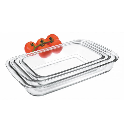 Ibili Kristall Set of 3 Rectangular Glass Trays