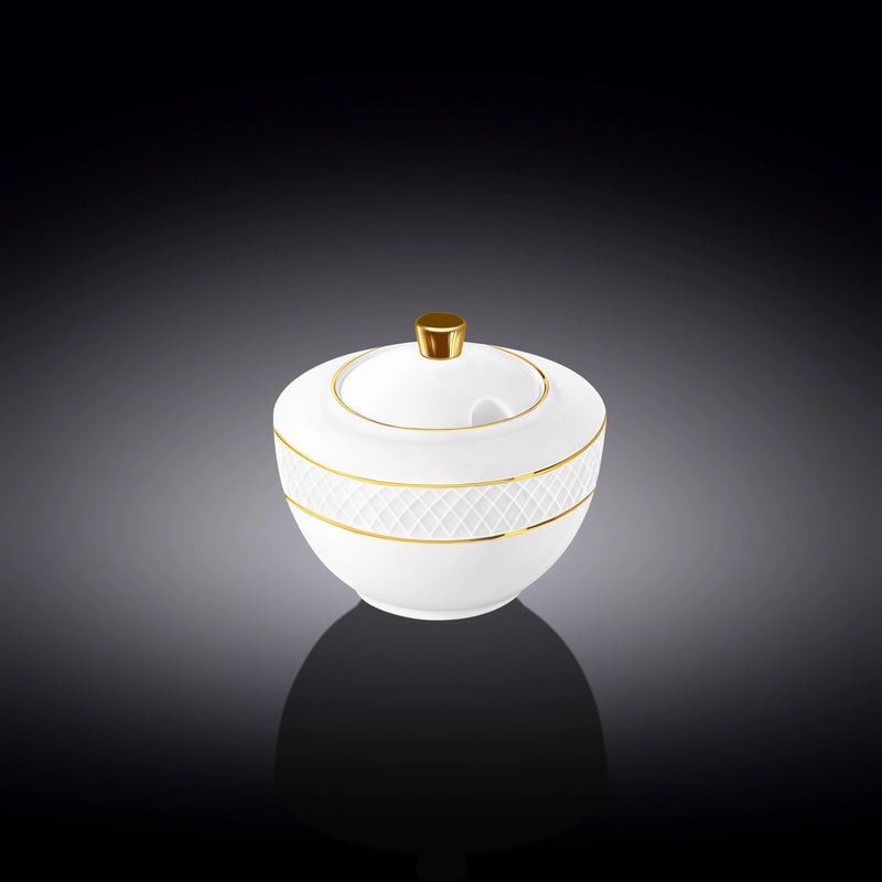Wilmax Diamond 340ml Sugar Bowl - White & Gold