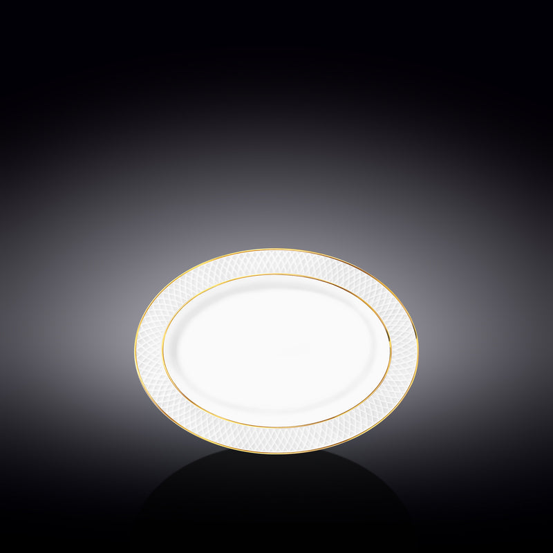 Wilmax Diamond 20x14cm Oval Platter - White & Gold