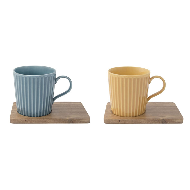Easy Life Take a Break 4-Piece 280ml Mug Set in Box - Yellow & Blue